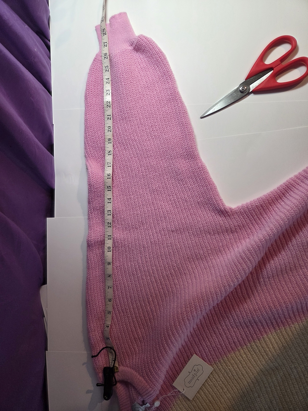 Mud Pie Two-Tone Pink and Cream Crewneck Sweater - Picture 8 of 9